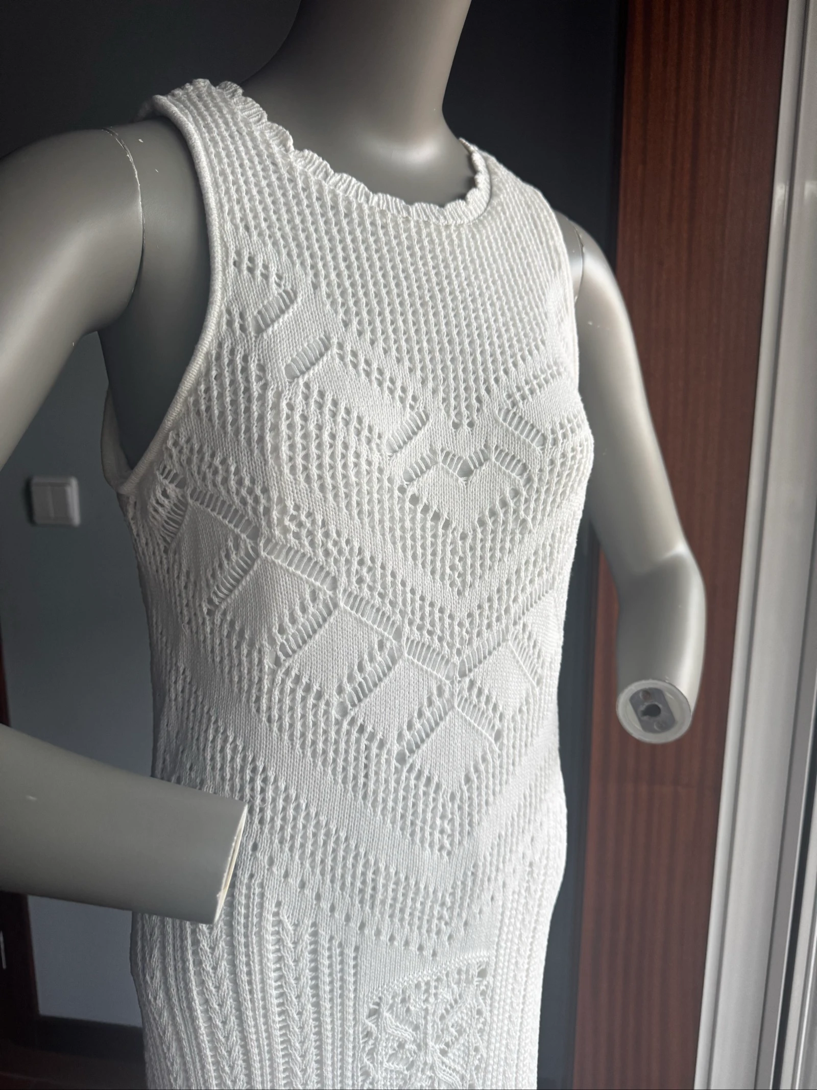 Vestido Branco de Malha Springfield L – 100% Algodão – Usado 1 Vez